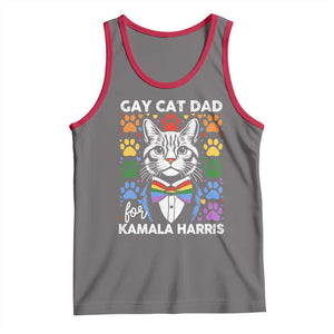 Gay Cat Dad For Kamala Tank Top Harris LGBT Support 2024 TS09 Deep Heather Red Print Your Wear