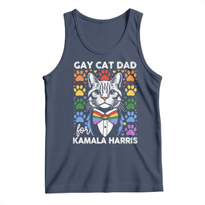 Gay Cat Dad For Kamala Tank Top Harris LGBT Support 2024 TS09 Navy Print Your Wear