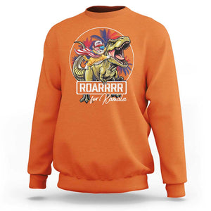 Funny Harris 2024 Sweatshirt Roar For Kamala Dinosaur Hero Cat Kids TS09 Orange Print Your Wear