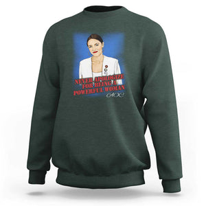 AOC Sweatshirt Never Apologize For Being A Powerful Woman TS09 Dark Forest Green Print Your Wear