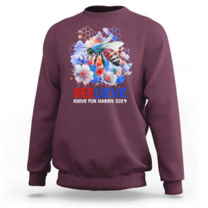 Believe Khive For Harris 2024 Sweatshirt Bee American Flag TS09 Maroon Print Your Wear