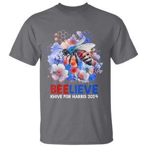 Believe Khive For Harris 2024 T Shirt Bee American Flag TS09 Charcoal Print Your Wear