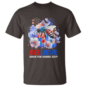 Believe Khive For Harris 2024 T Shirt Bee American Flag TS09 Dark Chocolate Print Your Wear