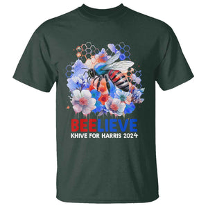 Believe Khive For Harris 2024 T Shirt Bee American Flag TS09 Dark Forest Green Print Your Wear