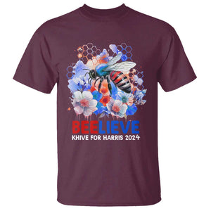 Believe Khive For Harris 2024 T Shirt Bee American Flag TS09 Maroon Print Your Wear