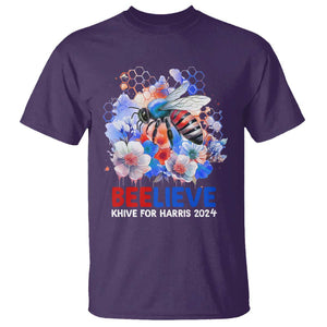 Believe Khive For Harris 2024 T Shirt Bee American Flag TS09 Purple Print Your Wear