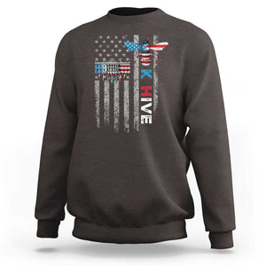 KHive Kamala 2024 Sweatshirt American Flag White House Bee Harris Support TS09 Dark Chocolate Print Your Wear