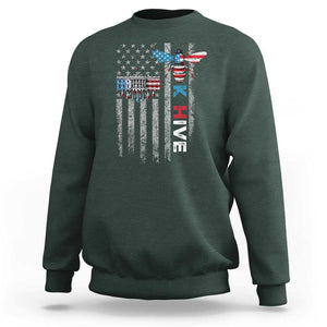 KHive Kamala 2024 Sweatshirt American Flag White House Bee Harris Support TS09 Dark Forest Green Print Your Wear