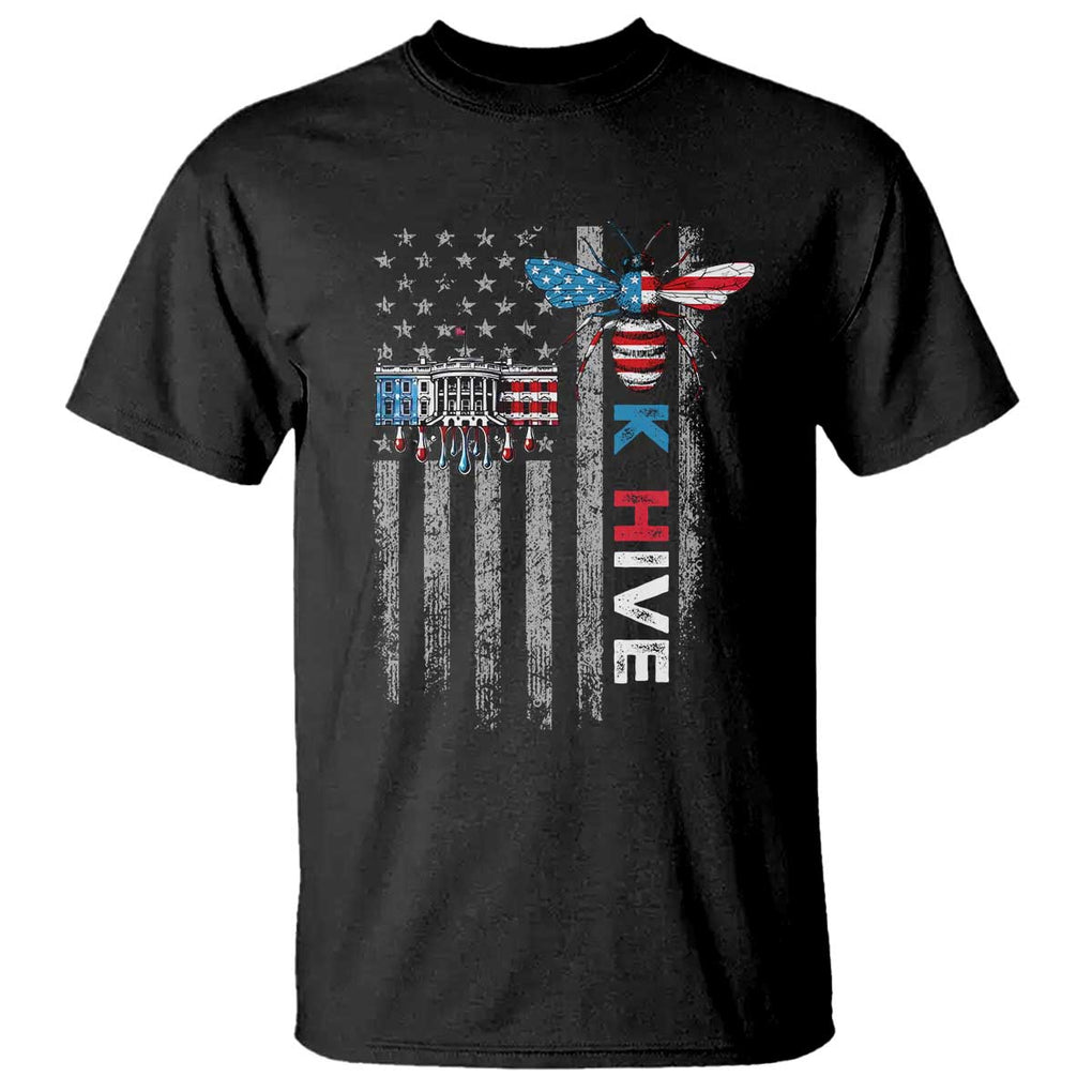 KHive Kamala 2024 T Shirt American Flag White House Bee Harris Support TS09 Black Print Your Wear