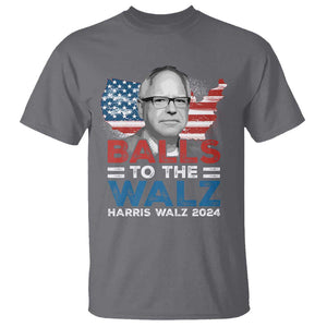 Tim Walz 2024 T Shirt Balls To The Walz Kamala Support American Flag TS09 Charcoal Print Your Wear