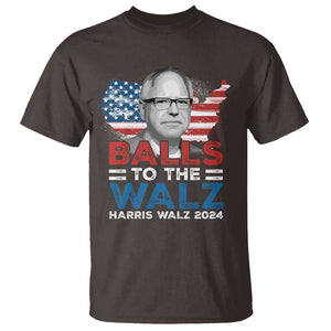 Tim Walz 2024 T Shirt Balls To The Walz Kamala Support American Flag TS09 Dark Chocolate Print Your Wear