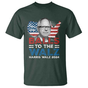 Tim Walz 2024 T Shirt Balls To The Walz Kamala Support American Flag TS09 Dark Forest Green Print Your Wear