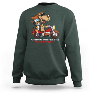 President Debate 2024 Sweatshirt Funny Pets Leaving Town TS09 Dark Forest Green Print Your Wear