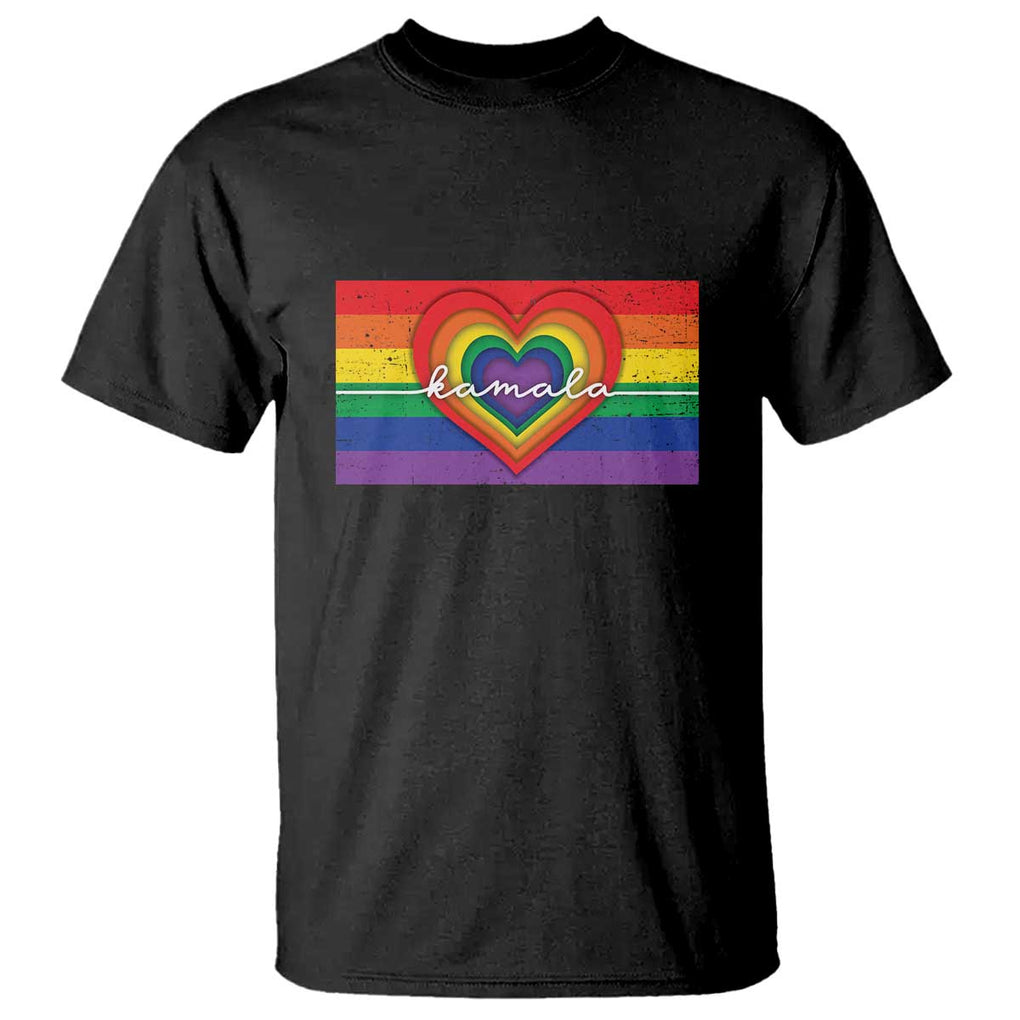 Comma La Harris T Shirt Kamala 2024 LGBT Rights Rainbow Flag TS09 Black Print Your Wear