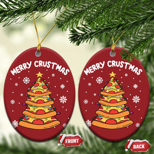 Funny Xmas Pizza Lover Christmas Ornament Merry Crustmas Pizza Christmas Tree TS09 Oval Red Print Your Wear