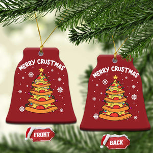 Funny Xmas Pizza Lover Christmas Ornament Merry Crustmas Pizza Christmas Tree TS09 Bell Flake Red Print Your Wear