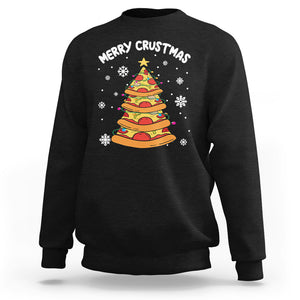 Merry Crustmas Pizza Christmas Tree Xmas Sweatshirt TS09 Military Green Printyourwear