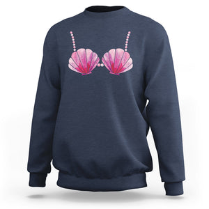 Mermaid Pearl Sea Shell Bra Costume Sweatshirt TS09 Navy Printyourwear