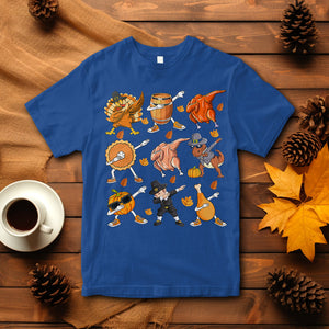 Dabbing Turkey T Rex Pilgrim Pumpkin Pie Funny Thanksgiving T Shirt TS09 Royal Blue Printyourwear