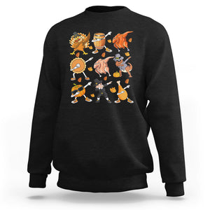 Dabbing Turkey T Rex Pilgrim Pumpkin Pie Funny Thanksgiving Sweatshirt TS09 Black Printyourwear