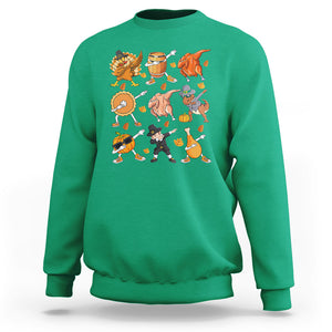 Dabbing Turkey T Rex Pilgrim Pumpkin Pie Funny Thanksgiving Sweatshirt TS09 Irish Green Printyourwear