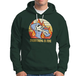 Everything Is Fine Dog Eating Popcorn Funny Burning Meme Hoodie TS09 Dark Forest Green Printyourwear