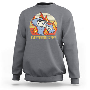 Everything Is Fine Dog Eating Popcorn Funny Burning Meme Sweatshirt TS09 Charcoal Printyourwear