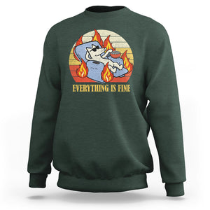 Everything Is Fine Dog Eating Popcorn Funny Burning Meme Sweatshirt TS09 Dark Forest Green Printyourwear