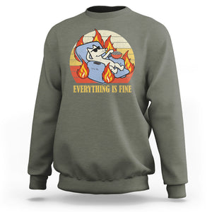 Everything Is Fine Dog Eating Popcorn Funny Burning Meme Sweatshirt TS09 Military Green Printyourwear