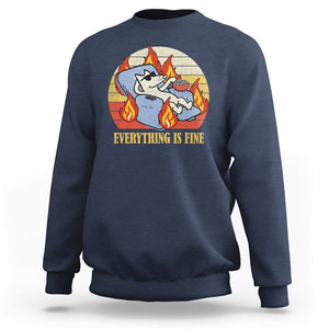 Everything Is Fine Dog Eating Popcorn Funny Burning Meme Sweatshirt TS09 Navy Printyourwear