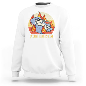 Everything Is Fine Dog Eating Popcorn Funny Burning Meme Sweatshirt TS09 White Printyourwear