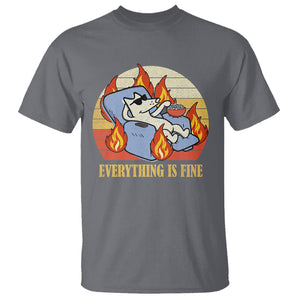 Everything Is Fine Dog Eating Popcorn Funny Burning Meme T Shirt TS09 Charcoal Printyourwear