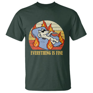 Everything Is Fine Dog Eating Popcorn Funny Burning Meme T Shirt TS09 Dark Forest Green Printyourwear