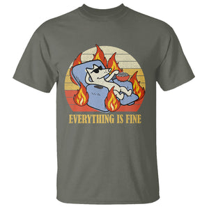 Everything Is Fine Dog Eating Popcorn Funny Burning Meme T Shirt TS09 Military Green Printyourwear