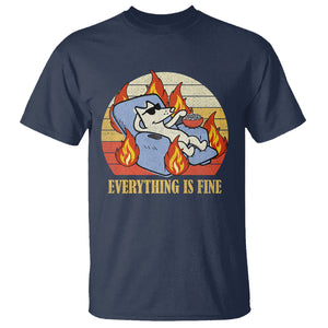 Everything Is Fine Dog Eating Popcorn Funny Burning Meme T Shirt TS09 Navy Printyourwear