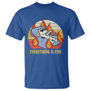 Everything Is Fine Dog Eating Popcorn Funny Burning Meme T Shirt TS09 Royal Blue Printyourwear