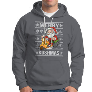 Merry Kushmas Christmas Ugly Santa Smoking Cannabis Weed 420 Hoodie TS09 Charcoal Printyourwear