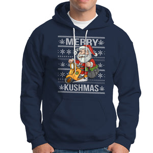 Merry Kushmas Christmas Ugly Santa Smoking Cannabis Weed 420 Hoodie TS09 Navy Printyourwear