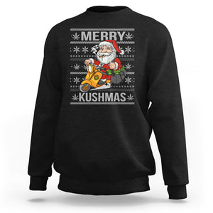 Merry Kushmas Christmas Ugly Santa Smoking Cannabis Weed 420 Sweatshirt TS09 Black Printyourwear