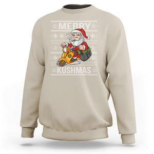 Merry Kushmas Christmas Ugly Santa Smoking Cannabis Weed 420 Sweatshirt TS09 Sand Printyourwear