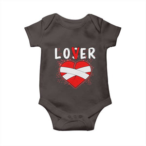 Broken Heart Lover Or Loser Single Day Anti Valentine Baby Onesie TS09 Dark Chocolate Print Your Wear