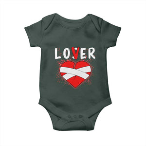 Broken Heart Lover Or Loser Single Day Anti Valentine Baby Onesie TS09 Dark Forest Green Print Your Wear