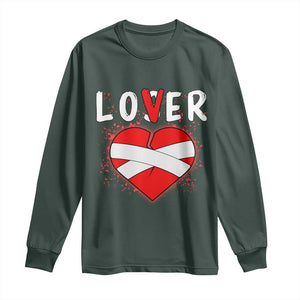 Broken Heart Lover Or Loser Single Day Anti Valentine Long Sleeve Shirt TS09 Dark Forest Green Print Your Wear