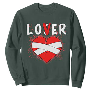 Broken Heart Lover Or Loser Single Day Anti Valentine Sweatshirt TS09 Dark Forest Green Print Your Wear