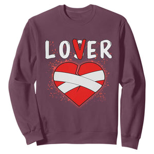 Broken Heart Lover Or Loser Single Day Anti Valentine Sweatshirt TS09 Maroon Print Your Wear