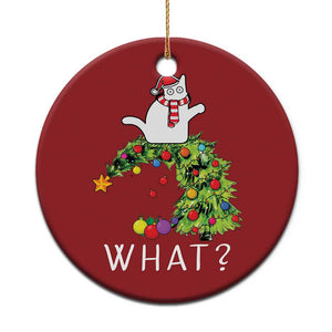 Funny Xmas Cat Christmas Ornament What? Mischievous Cat Pushing Christmas Tree TS09 Print Your Wear