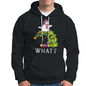 What? Cat Pushing Christmas Tree Xmas Mischievous Cat Lover Hoodie TS09 Black Printyourwear