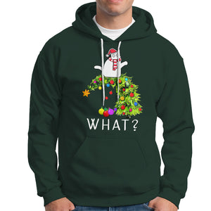 What? Cat Pushing Christmas Tree Xmas Mischievous Cat Lover Hoodie TS09 Dark Forest Green Printyourwear