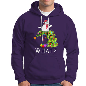 What? Cat Pushing Christmas Tree Xmas Mischievous Cat Lover Hoodie TS09 Purple Printyourwear