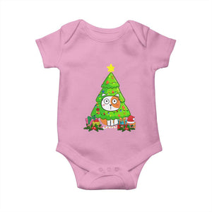 Funny Xmas Cat Baby Onesie What? Cat Pushing Christmas Tree Mischievous Cat Lover TS09 Light Pink Print Your Wear